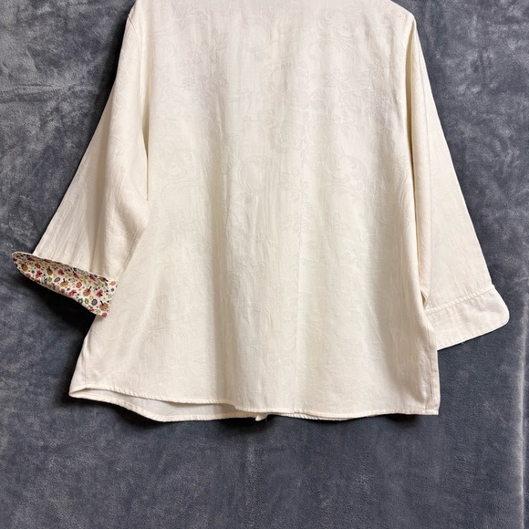 Alfred Dunner Cream Floral Embroidered Button Down Shirt - Picture 2 of 8